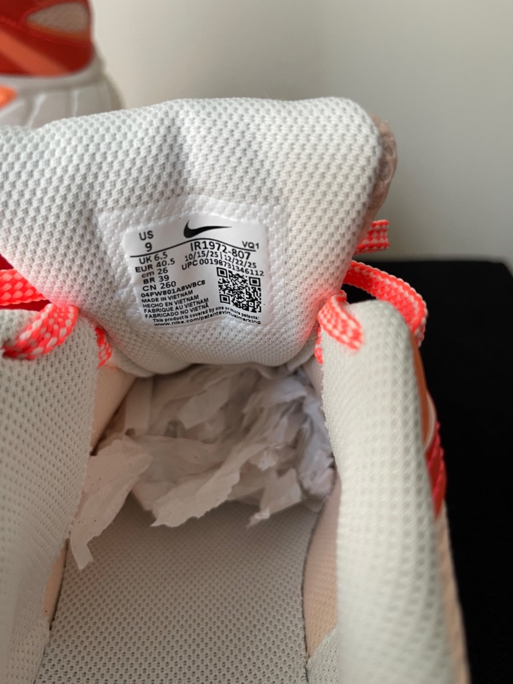 Nike Women's Coral Pink and Orange Mesh Running Sneakers - Picture 6 of 7